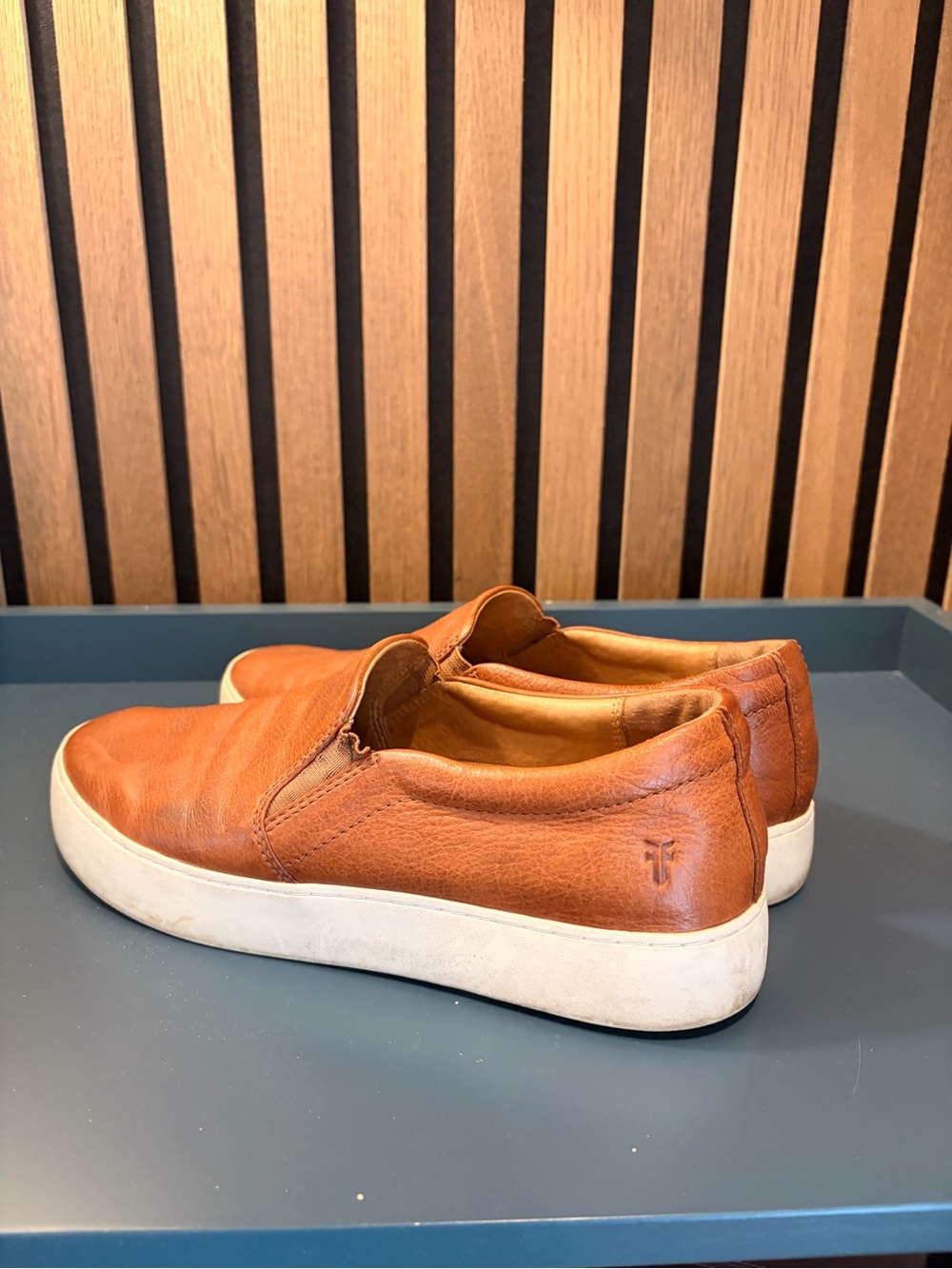 Frye Cognac Leather Slip-On Sneakers
